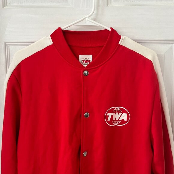 TWA Tracksuit Jacket in Red and White, Size M - Picture 9 of 13